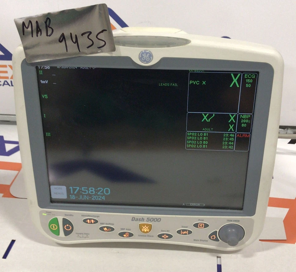 GE Dash 5000 Patient Monitor-SN-SD009400106GR-MAB-9435 - Image 2