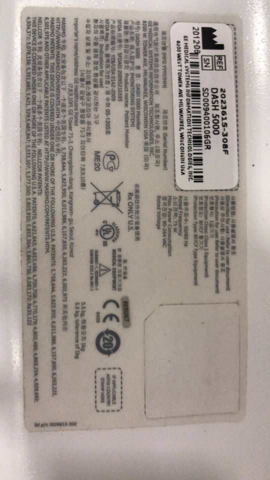 GE Dash 5000 Patient Monitor-SN-SD009400106GR-MAB-9435 - Image 4