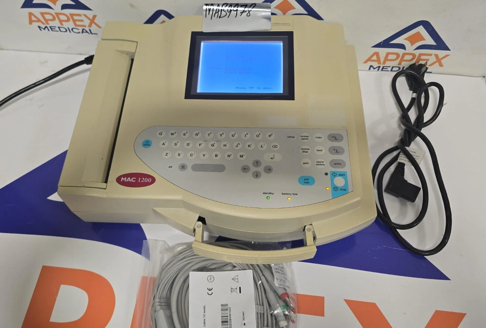 GE MAC1200 Portable ECG Unit w/EKG cables MAB-9978