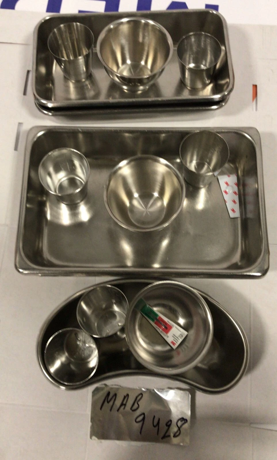 Surgical Stainless Steel 4XCONTAINERS 1XKIDNEY TRAY 6X CUPS 3XJAR 14PCS-MAB-9428