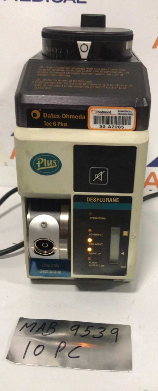 DATEX-OHMEDA ( Tec 6 ) Plus Des Florene Anesthesia Vaporizer-MAB-9539