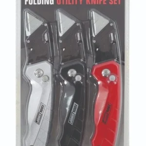 Tool Shop Folding Locking Utility Knife - RED, SILVER, BLACK (APX044)