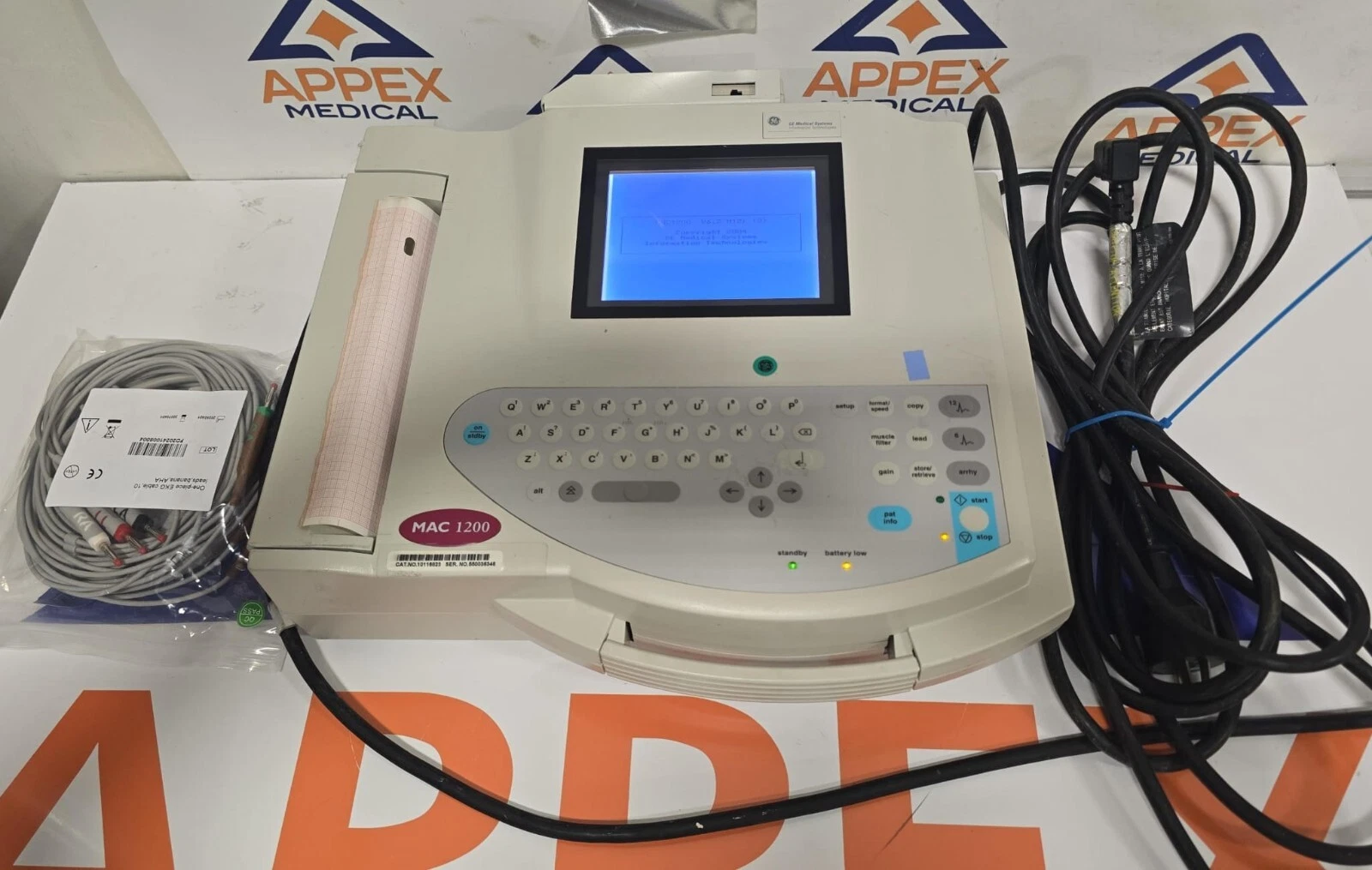 GE MAC1200 Portable ECG Unit w/EKG cable MAB-9976