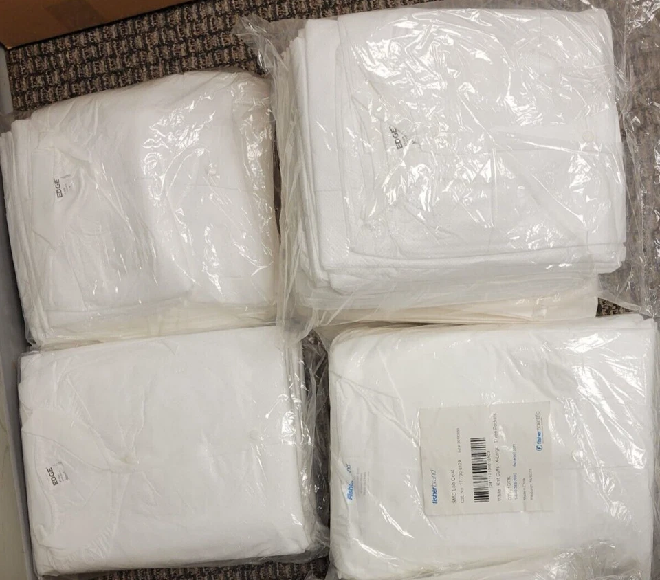 X-Large Mix Brand Lab Coats, White Knit Cuffs(MAB-9117) - Image 2