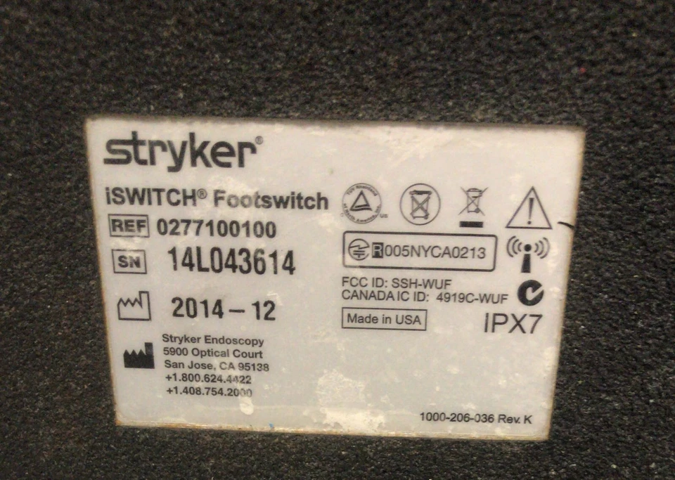 Stryker iSwitch Wireless Footswitch Ref. 0277-100-100-MAB-9842 - Image 4