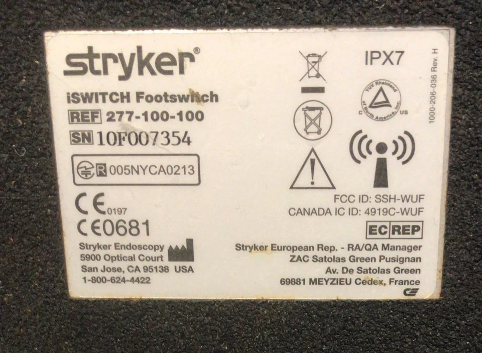 Stryker iSwitch Wireless Footswitch Ref. 0277-100-100-MAB-9841 - Image 3