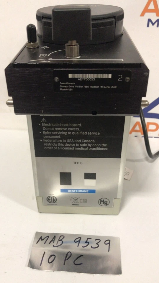 DATEX-OHMEDA ( Tec 6 ) Plus Des Florene Anesthesia Vaporizer-MAB-9539 - Image 3